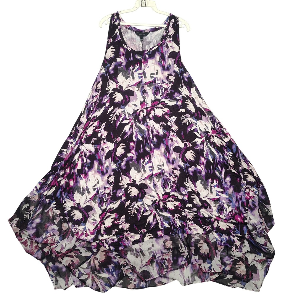 Simply Vera Vera Wang Dress Womens Medium Purple Floral High-Low Rayon Jersey